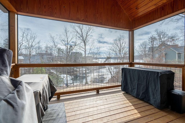 view of snow covered deck