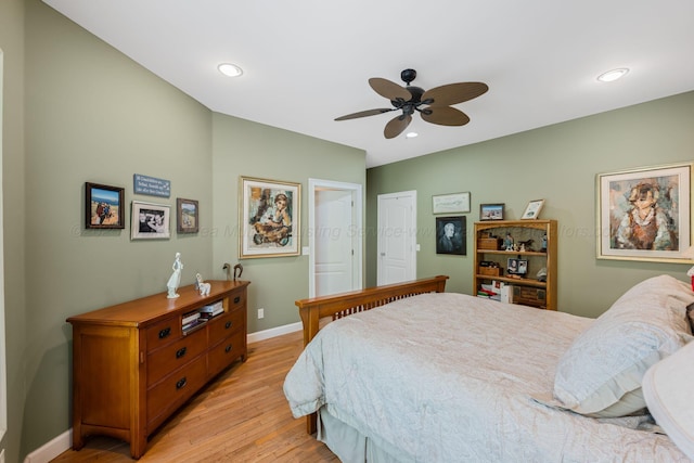 436 Ducktail Rd, Houston, AL 35572 - bedroom with light wood-style floors, baseboards, ceiling fan, and recessed lighting