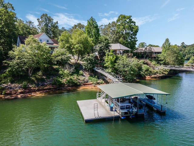 436 Ducktail Rd, Houston, AL 35572 - dock featuring a water view, boat lift, and view of wooded area