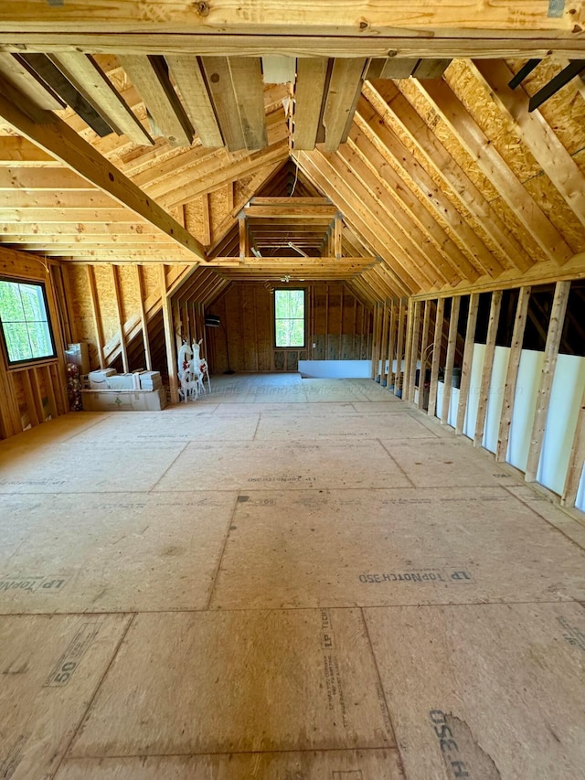 view of unfinished attic
