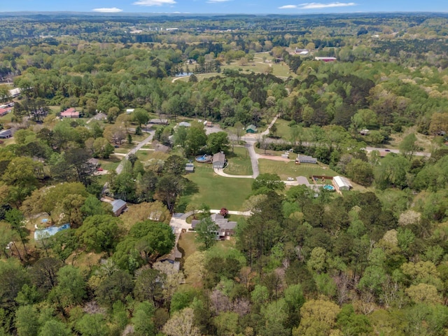 aerial view featuring a forest view