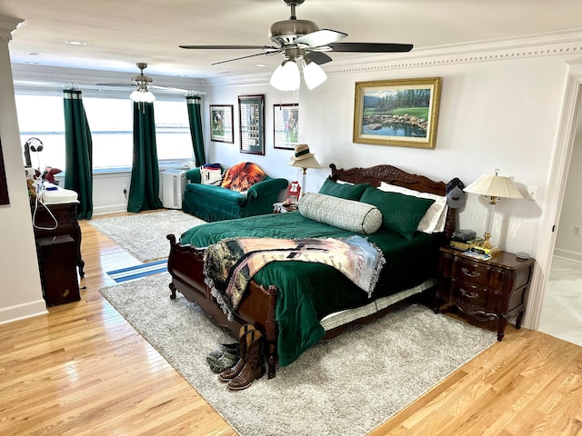 4963 Littleville Rd, Haleyville, AL 35565 - bedroom featuring crown molding, wood finished floors, and a ceiling fan