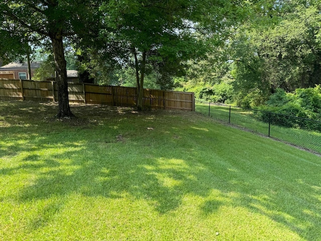 view of yard with a fenced backyard