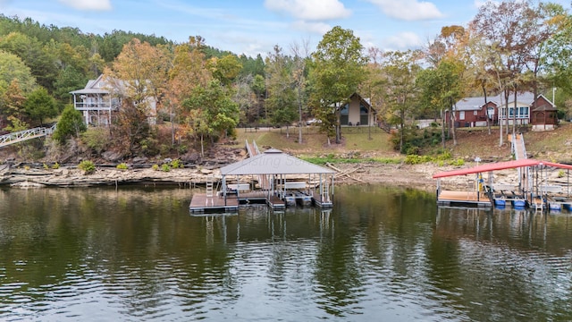 view of dock featuring a water view