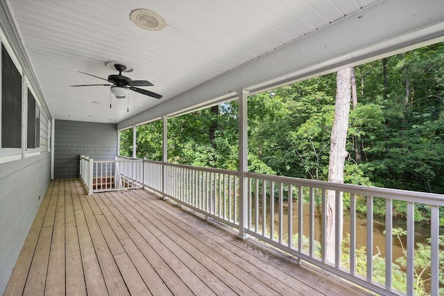 deck featuring ceiling fan