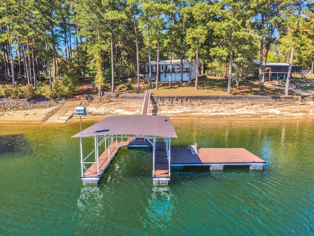 dock area featuring a water view