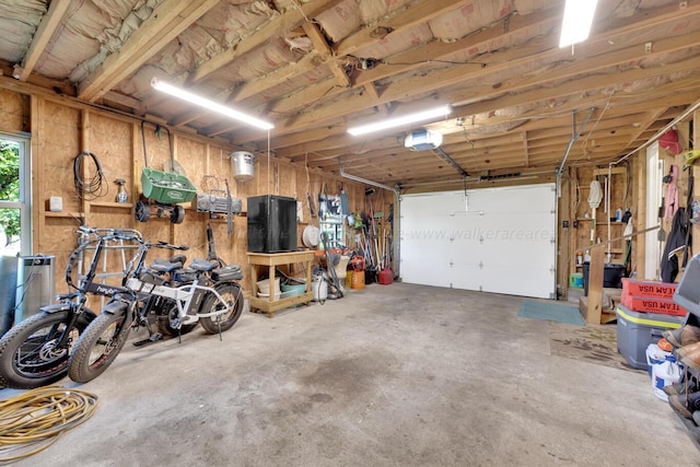 garage with a garage door opener