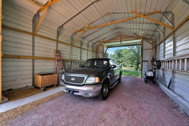 garage with wooden walls