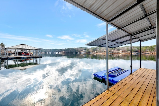 view of dock featuring a water view