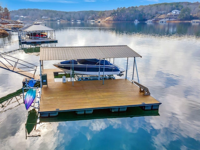 view of dock featuring a water view