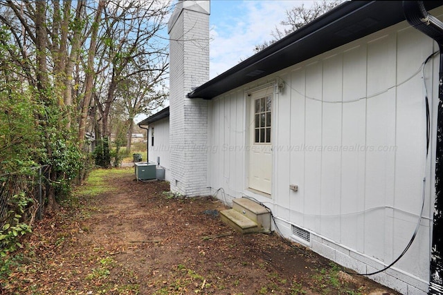 view of property exterior with central air condition unit