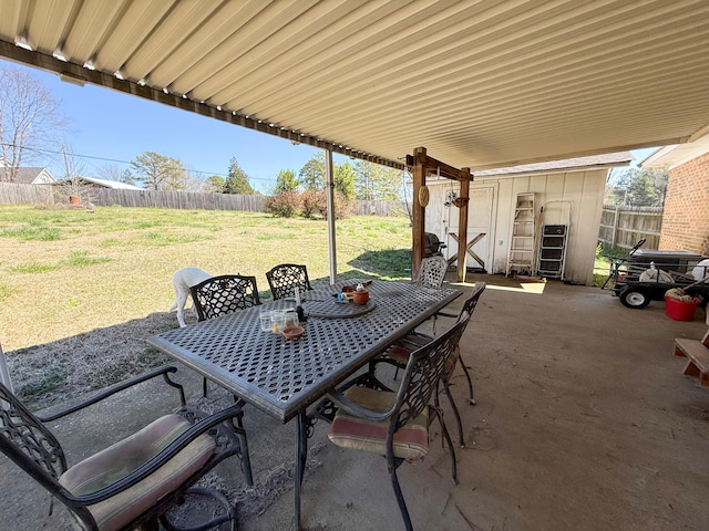 view of patio / terrace with a fenced backyard and outdoor dining space