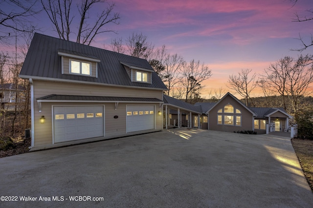 view of front of house featuring a garage