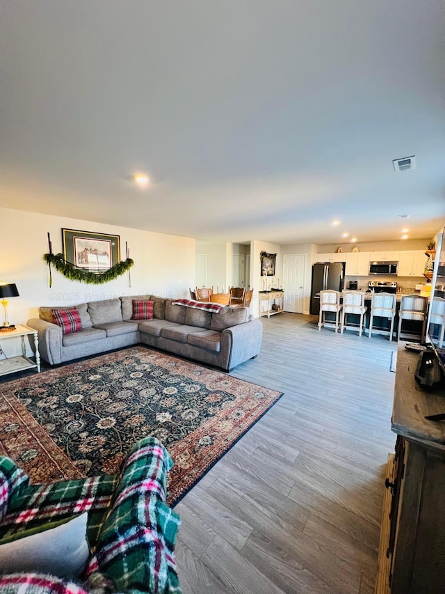 living room with wood-type flooring