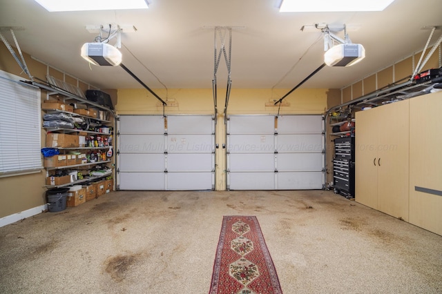 garage with a garage door opener