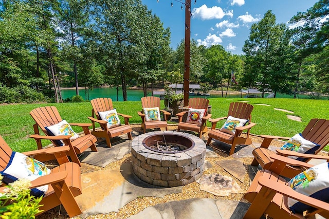 view of patio / terrace with an outdoor fire pit