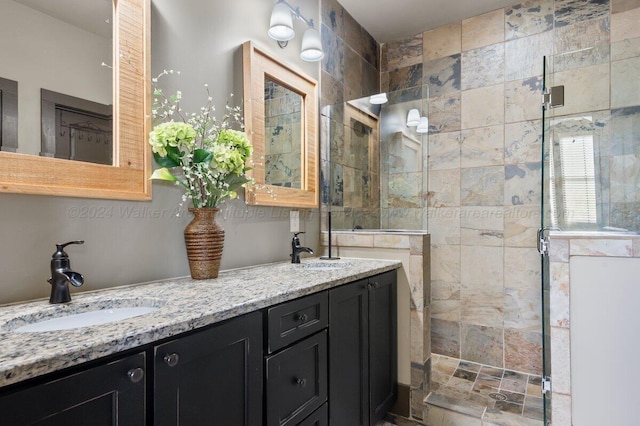 bathroom featuring vanity and walk in shower