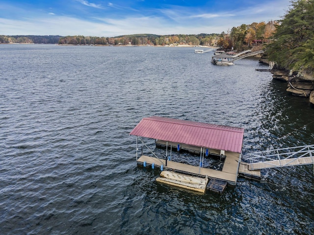 view of dock featuring a water view