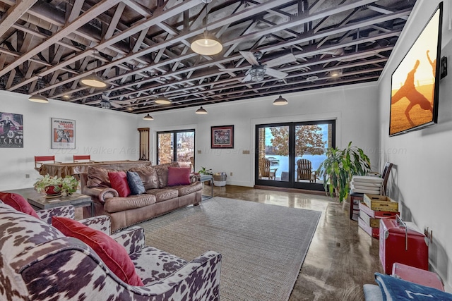 living room with wood-type flooring