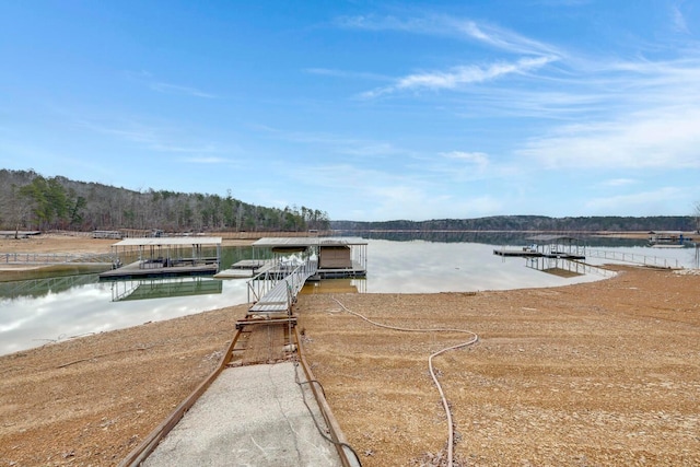 view of dock featuring a water view