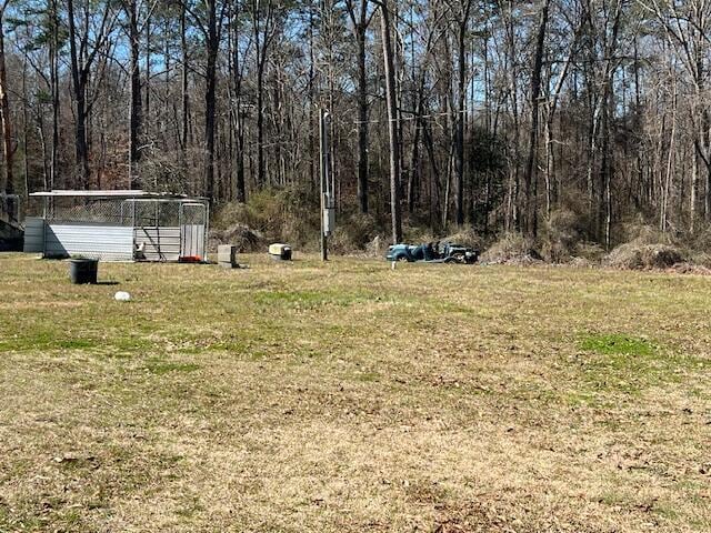 view of yard featuring a view of trees