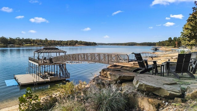 view of dock featuring a water view