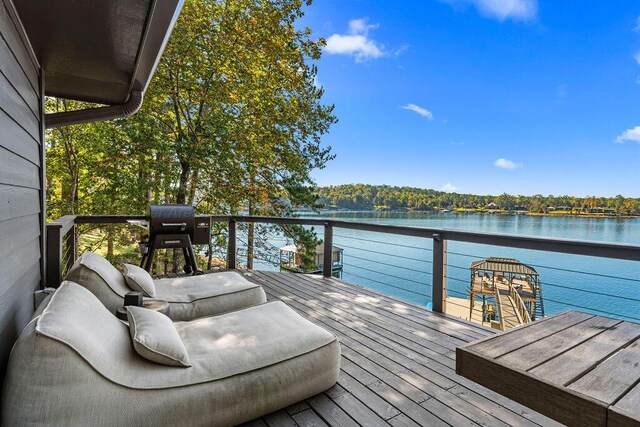 deck with a water view