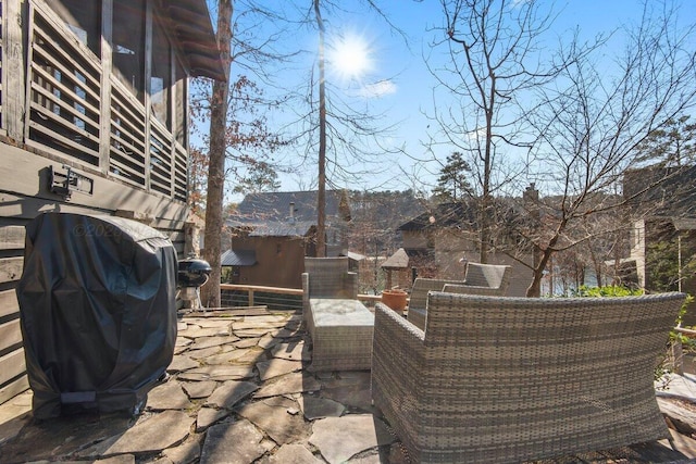 view of patio / terrace featuring area for grilling and an outdoor living space