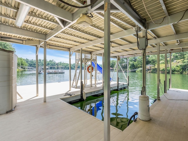 dock area featuring a water view