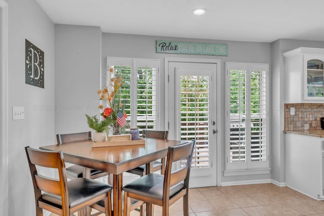 view of tiled dining room