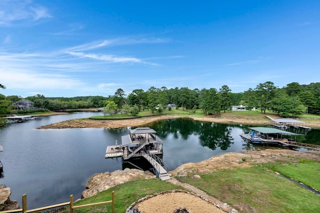 view of dock featuring a water view