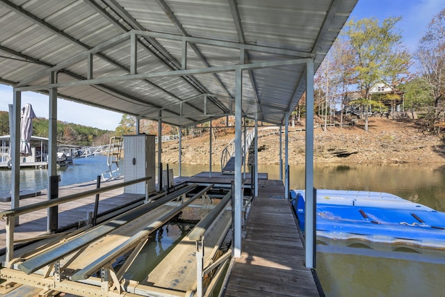 dock area featuring a water view