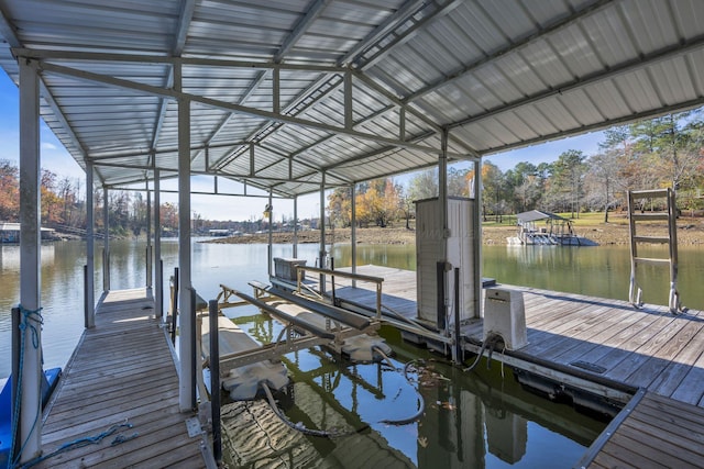 view of dock featuring a water view