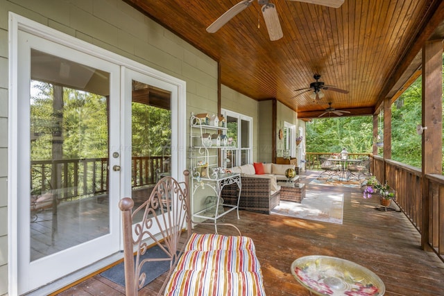 exterior space with french doors and an outdoor hangout area