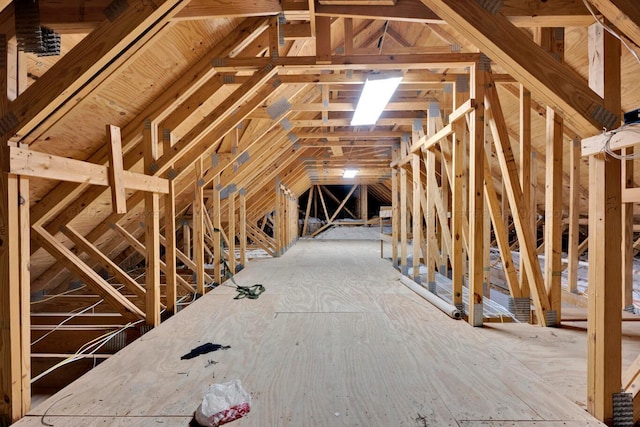 view of unfinished attic