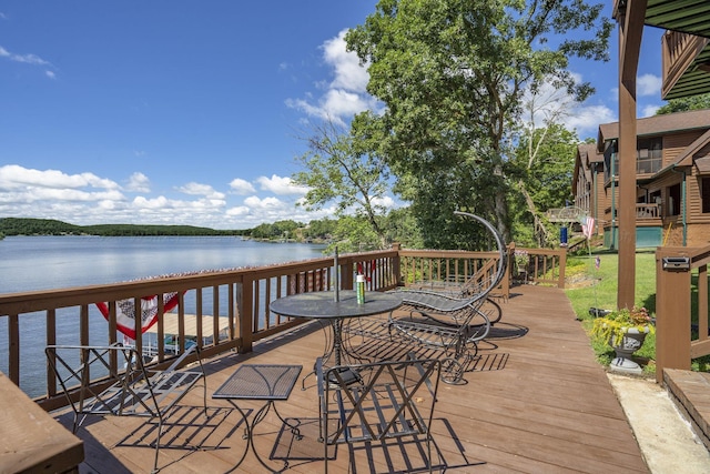 deck with a water view