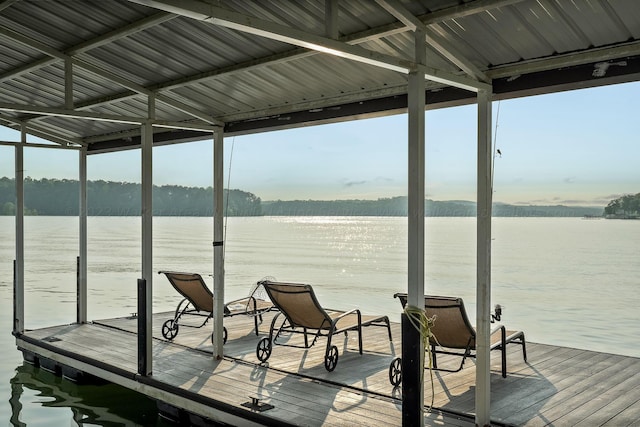 dock area featuring a water view