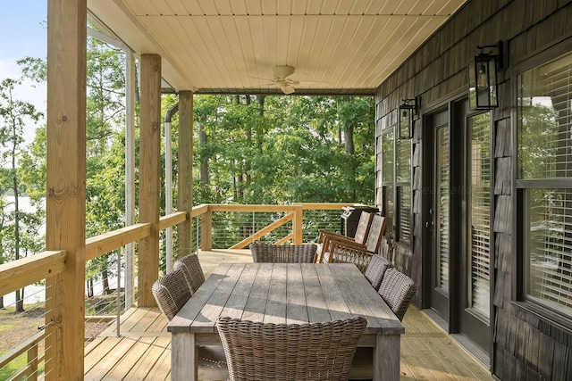 deck featuring ceiling fan