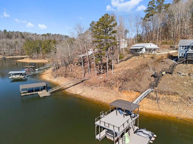 dock area featuring a water view