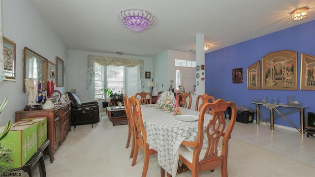 view of tiled dining room