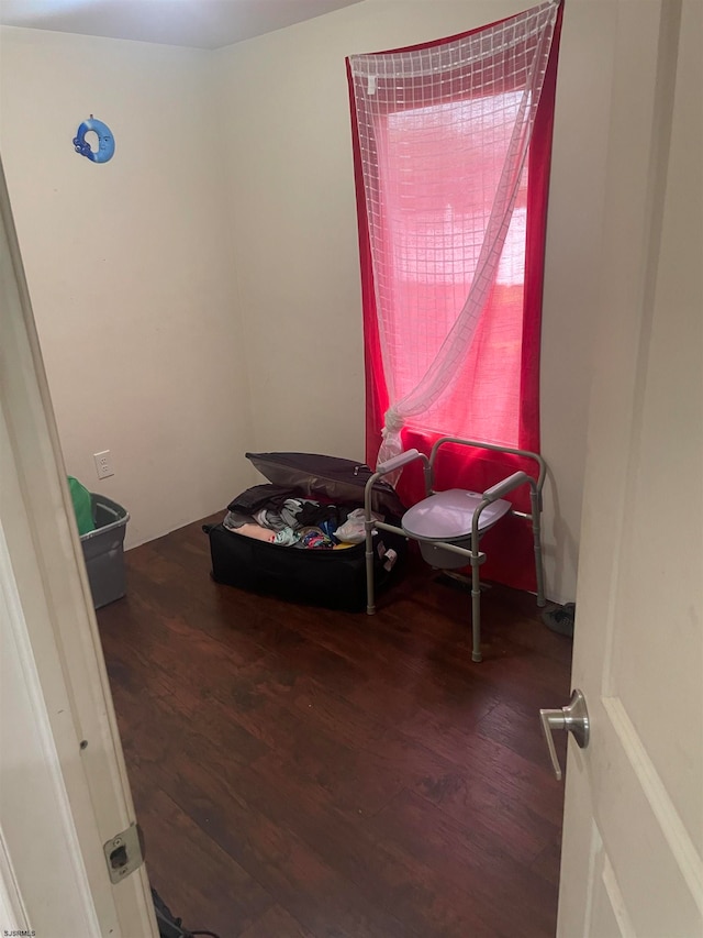 living area with dark wood-type flooring