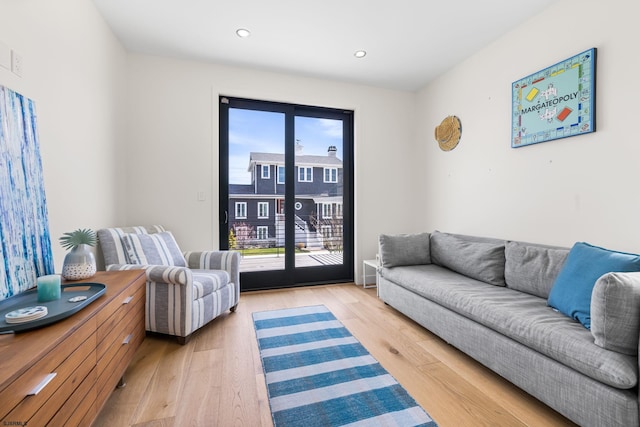 living room with light wood-type flooring