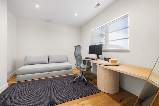 office space featuring hardwood / wood-style flooring