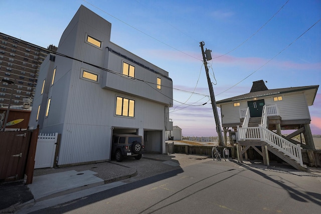 exterior space featuring a garage