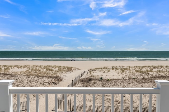 view of water feature with a view of the beach