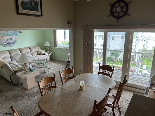 view of carpeted dining room