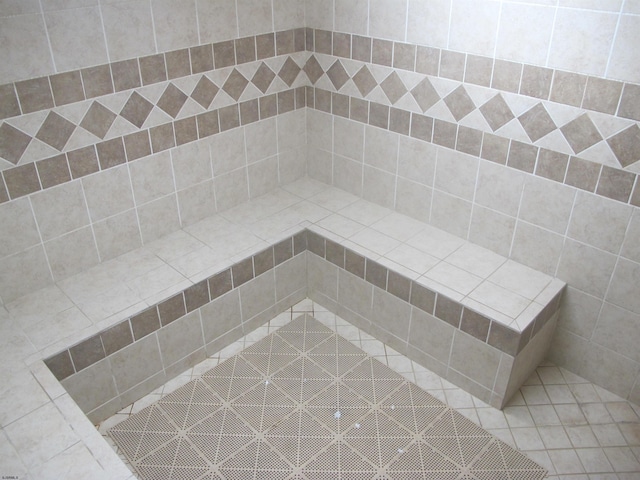 bathroom with tile patterned floors