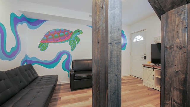 living room featuring light hardwood / wood-style flooring