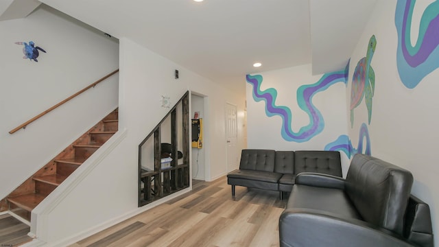 living room with light wood-type flooring