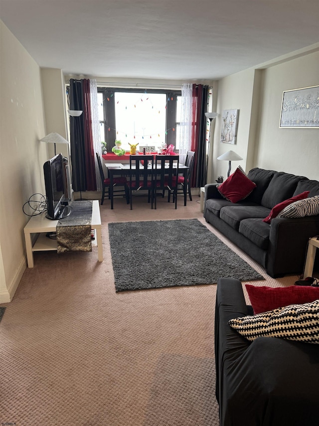 living room with carpet floors